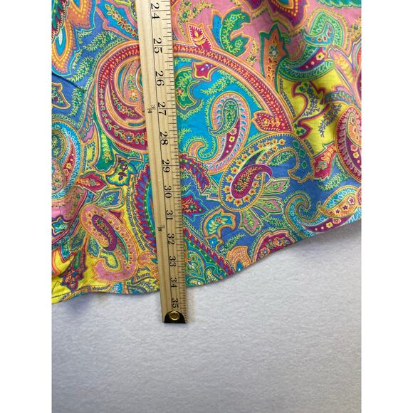 Lauren Ralph Lauren Woman's Colorful Paisley Tunic Button-Down Shirt Boho - Picture 8 of 10